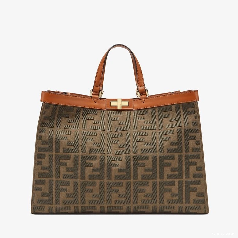 HOT Motif Peekaboo X-Tote Coffee Medium Canvas Fendi FF In 0714